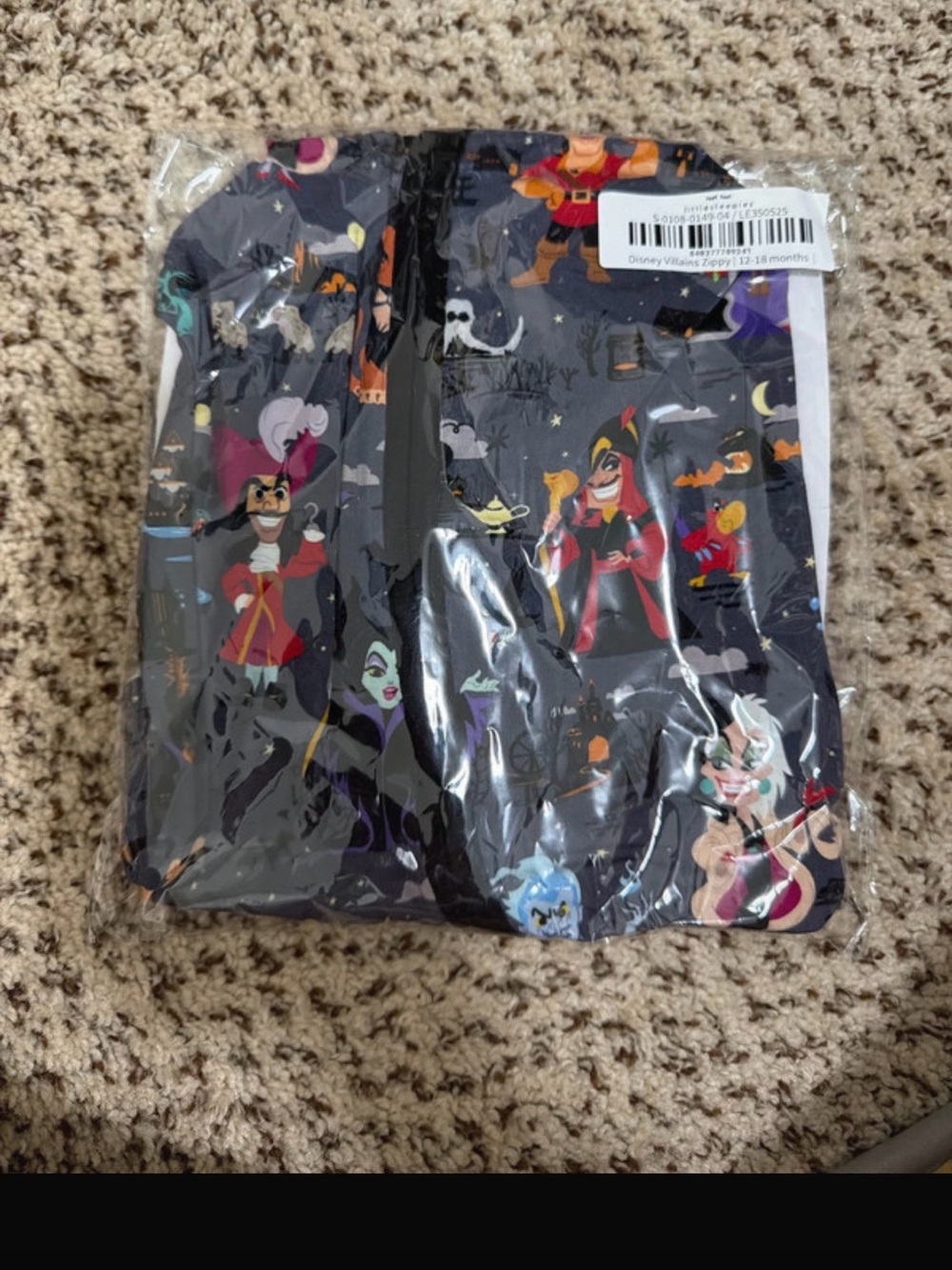 Little Sleepies Black Disney Villains Print One-Piece Footie